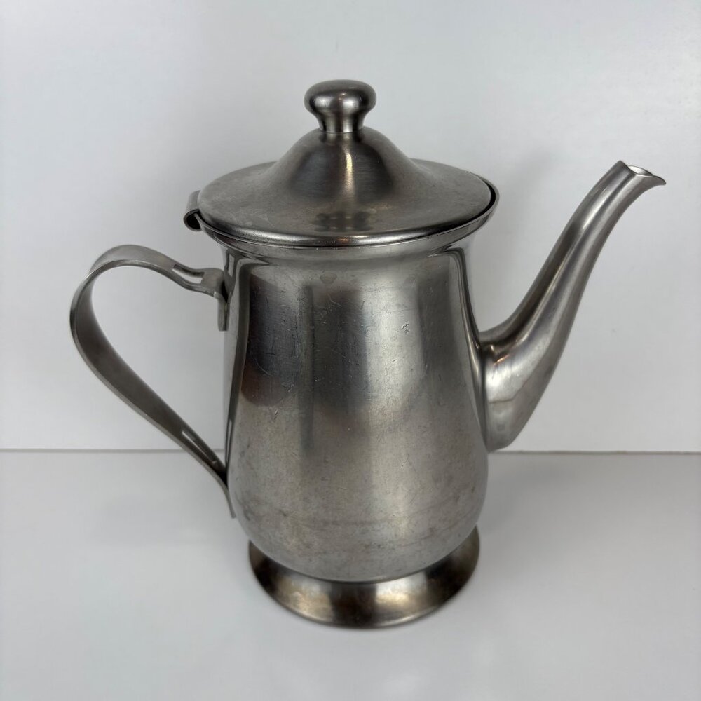 Oneida 18/8 Stainless Steel Coffee/Tea Pot‎ Hinged Lid 8” Vintage Japan